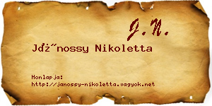 Jánossy Nikoletta névjegykártya